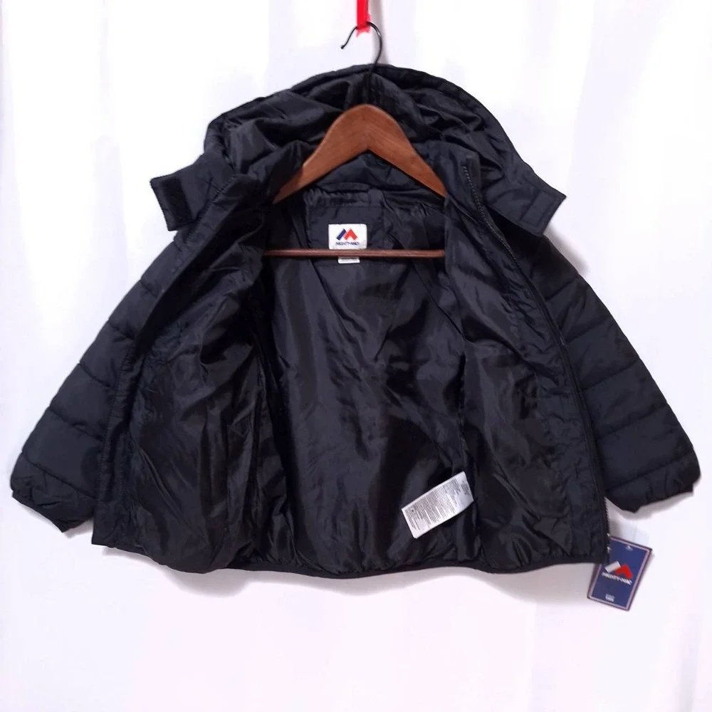 Mighty Mac Kids Puffer Jacket Sz 5/6yrs Hooded Stand Collar Full Zip Winter Coat